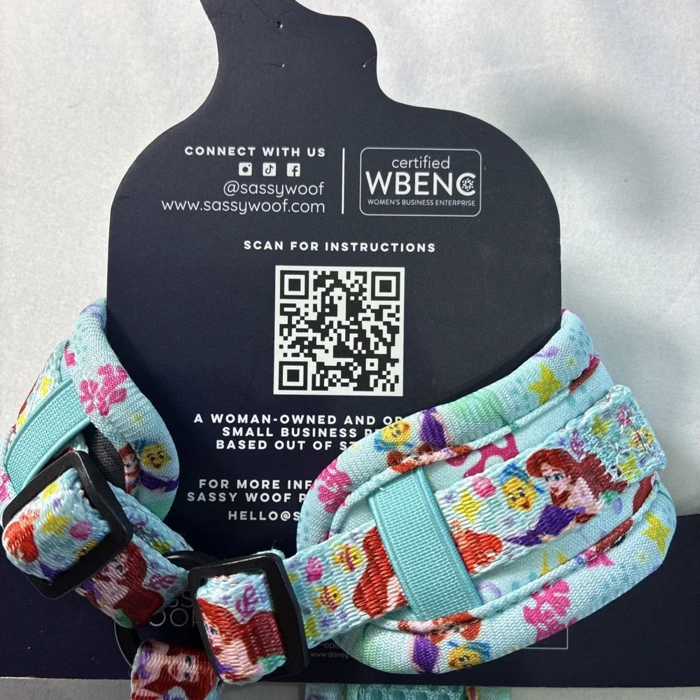 Sassy Wolf Soft Adjustable Dog Harness Disney Little Mermaid Design Size XXS New